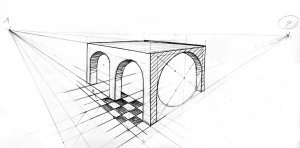 perspective arcades et carreaux au sol