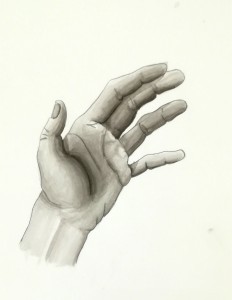 Main à l'encre de chine