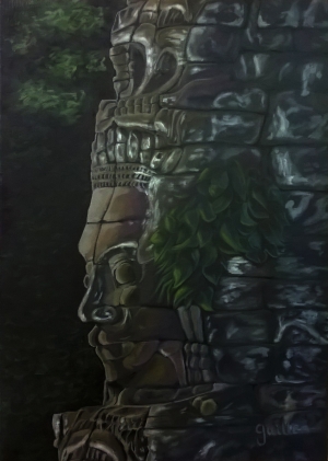 Statue Kmer gris colorés 2  Laura